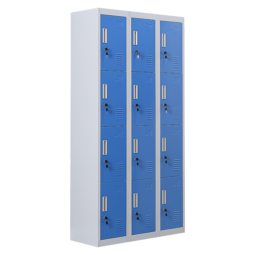 12-Door Locker for Office Gym Shed School Home Storage - Standard Lock with Keys