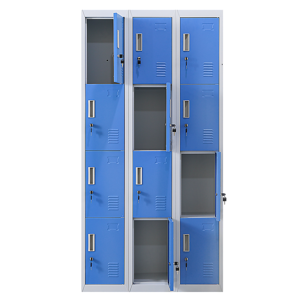 12-Door Locker for Office Gym Shed School Home Storage - Standard Lock with Keys