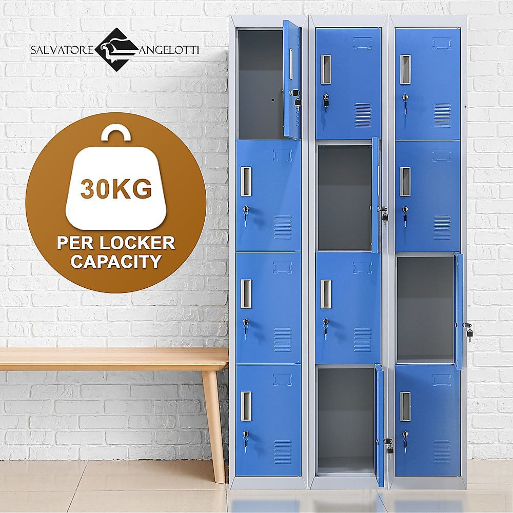 12-Door Locker for Office Gym Shed School Home Storage - Standard Lock with Keys