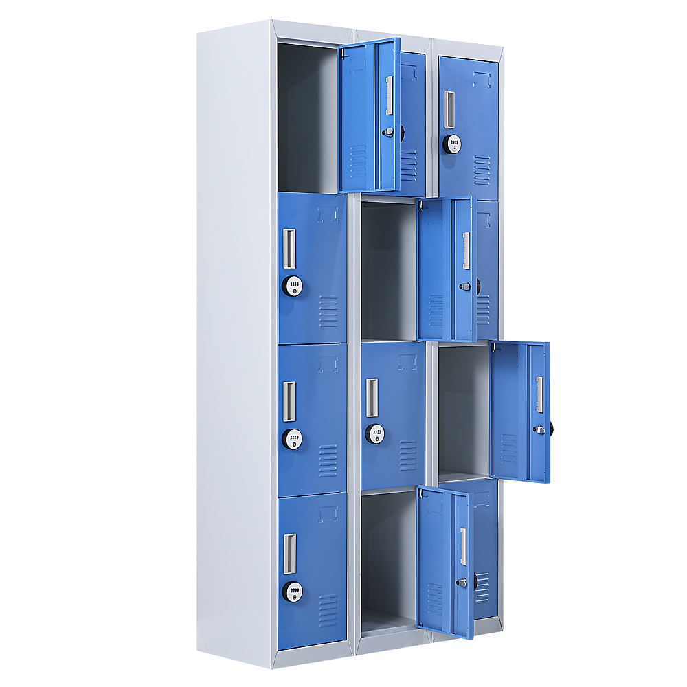 12-Door Locker for Office Gym Shed School Home Storage - 4-Digit Combination Lock