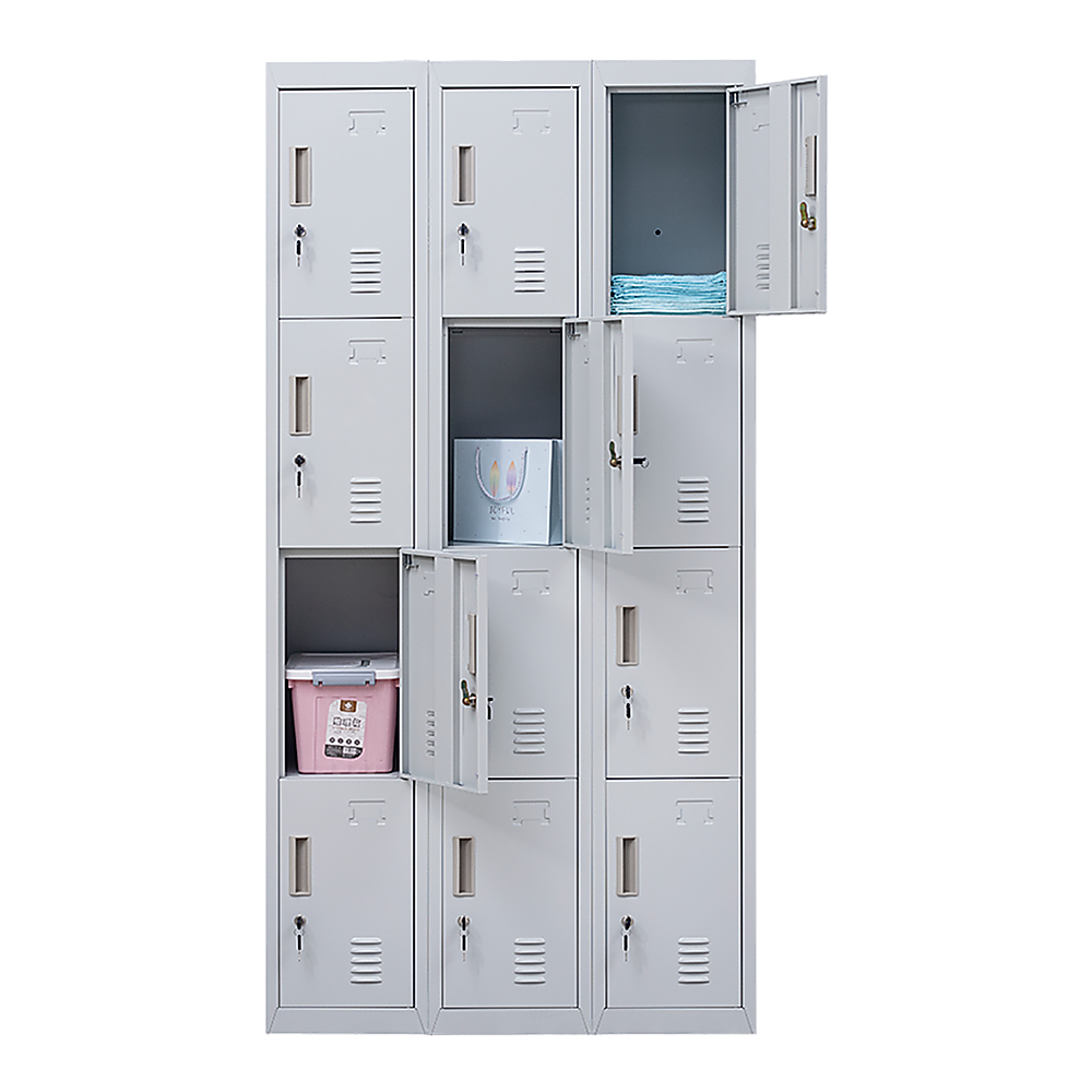 12-Door Locker for Office Gym Shed School Home Storage - Standard Lock with Keys