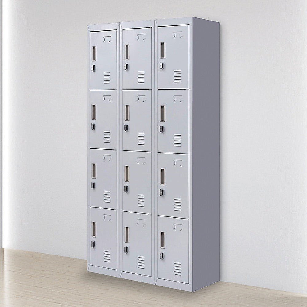 12-Door Locker for Office Gym Shed School Home Storage - Padlock-operated