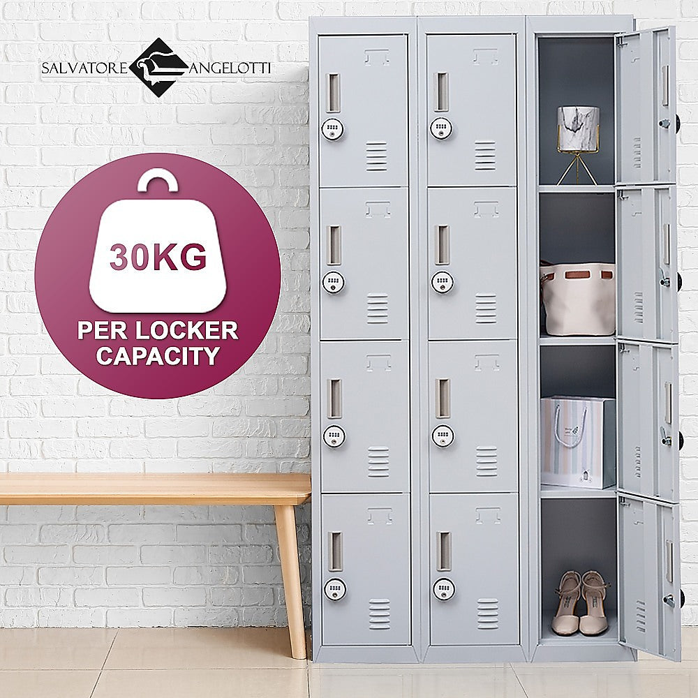 12-Door Locker for Office Gym Shed School Home Storage - 4-Digit Combination Lock