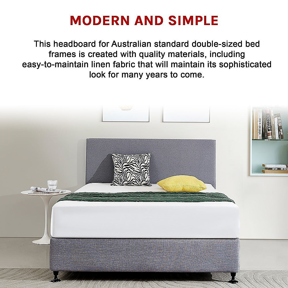 Easy-Care Linen Double Bed Headboard, Adjustable Height, Slate Ash