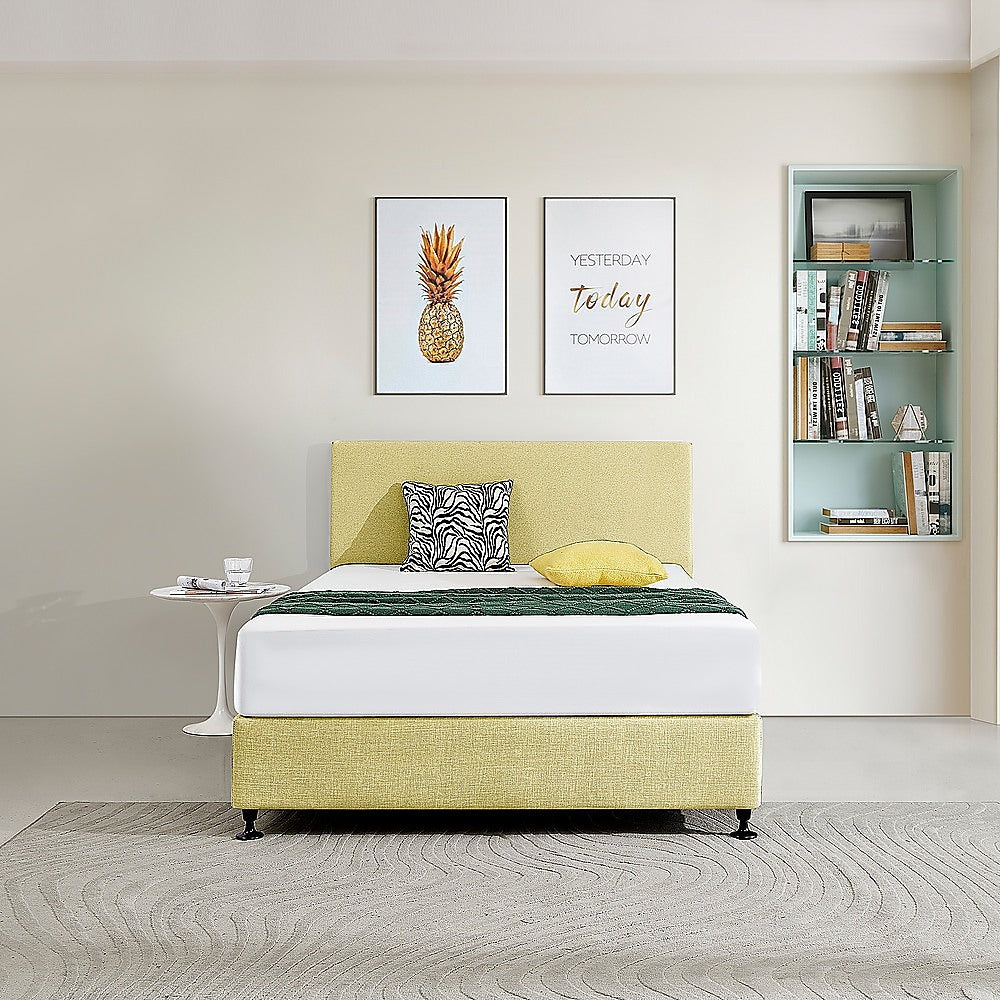 Customizable Linen Fabric Double Bed Headboard - Sulfur Yellow