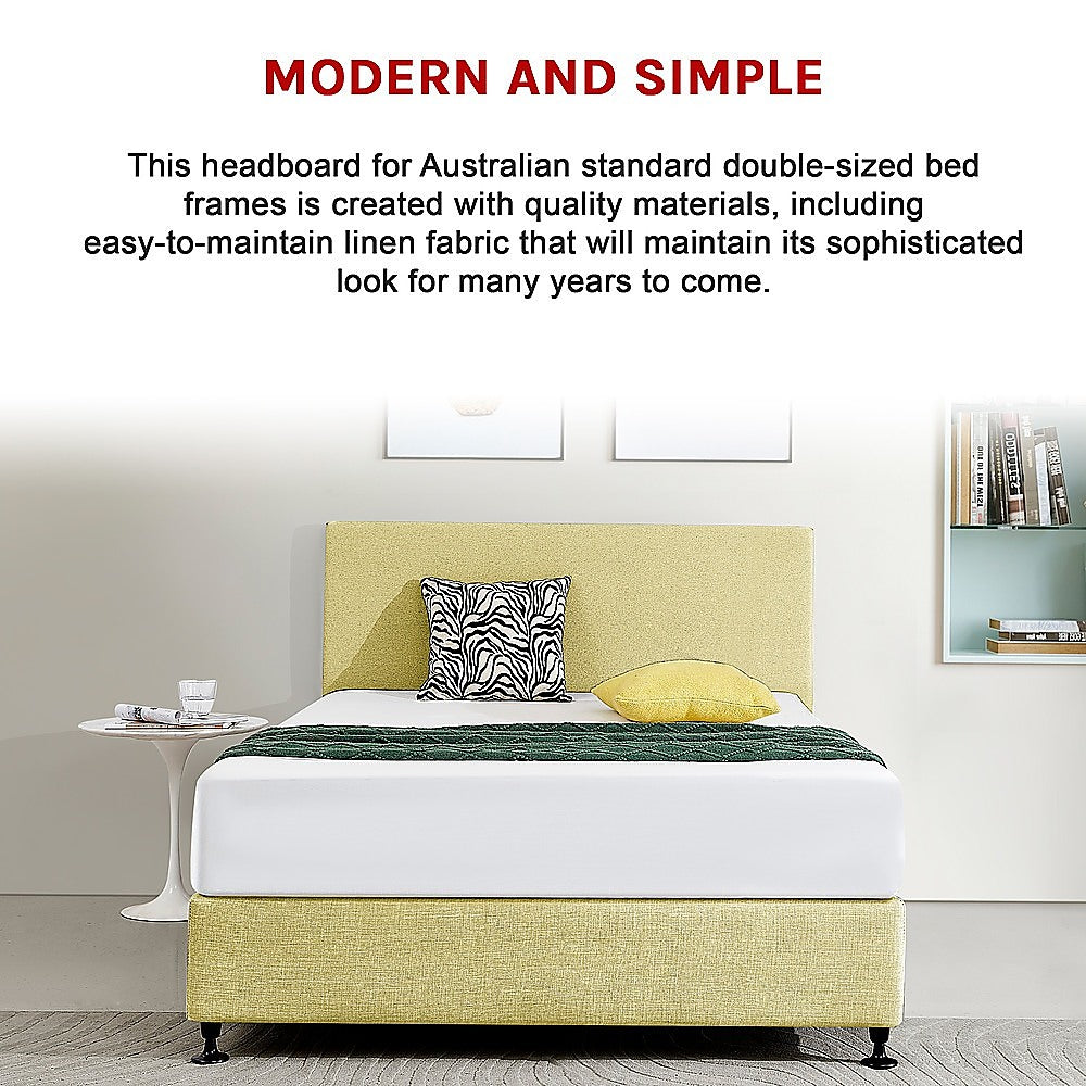 Customizable Linen Fabric Double Bed Headboard - Sulfur Yellow