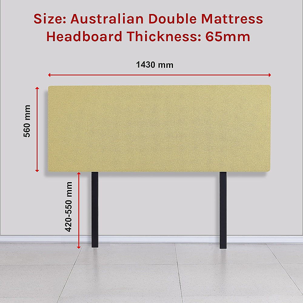 Customizable Linen Fabric Double Bed Headboard - Sulfur Yellow