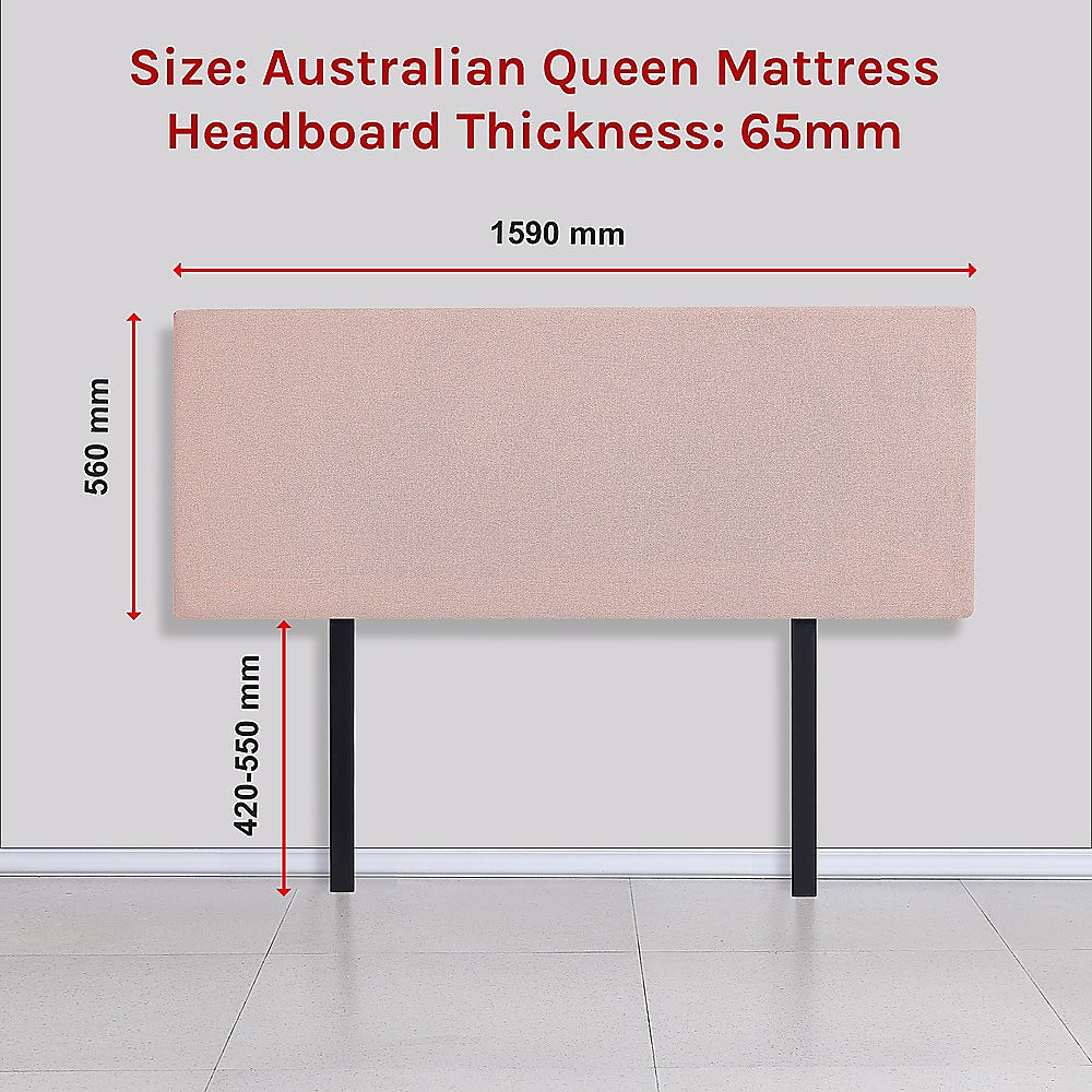 Customisable Linen Fabric Queen Headboard, Pale Pink