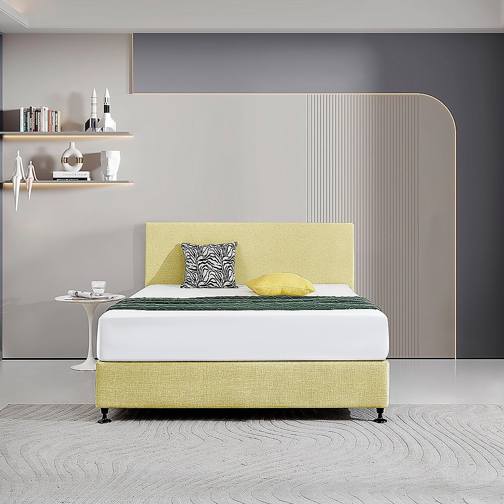 Sulfur Yellow Customizable Linen Fabric Queen Bed Headboard