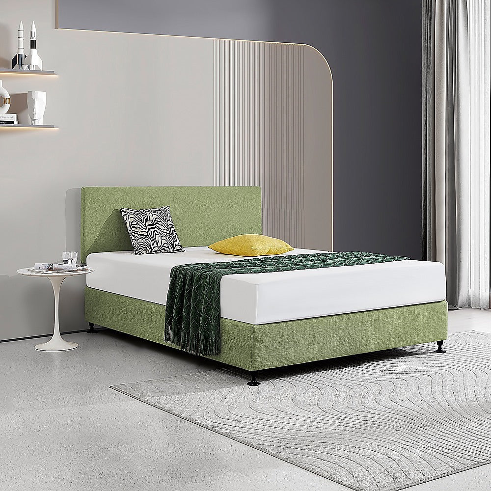 Customisable Linen Fabric Queen Bed Headboard - Olive Green