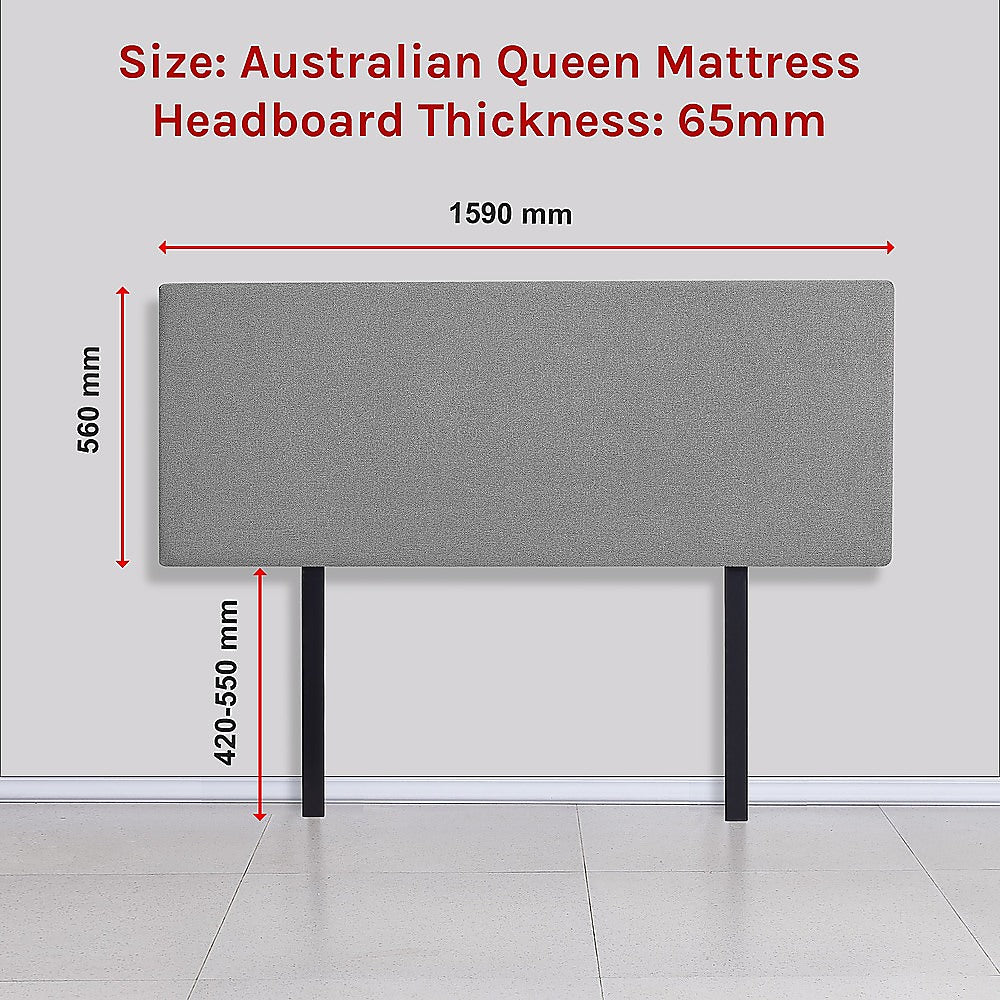 Customizable Linen Fabric Queen Headboard, Night Ash