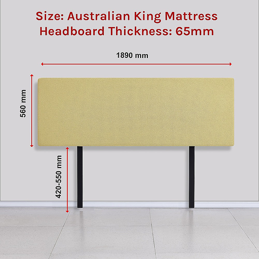 Sulfur Yellow Linen Headboard for King Bed - Custom Height