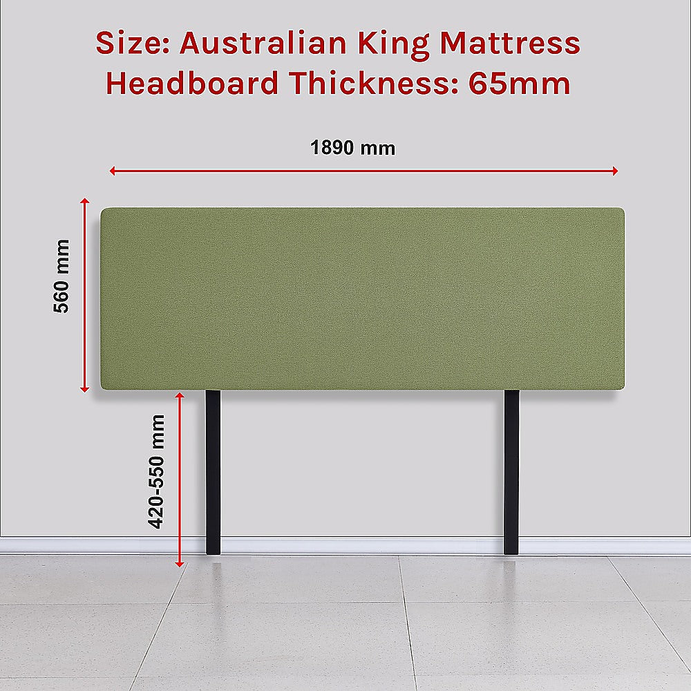 Olive Green Linen Fabric King Bed Headboard, Customisable