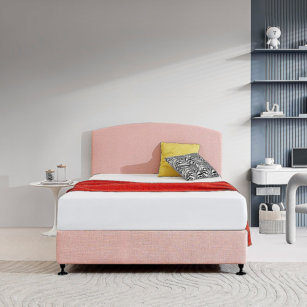 Customisable Pale Pink Linen Double Bed Headboard