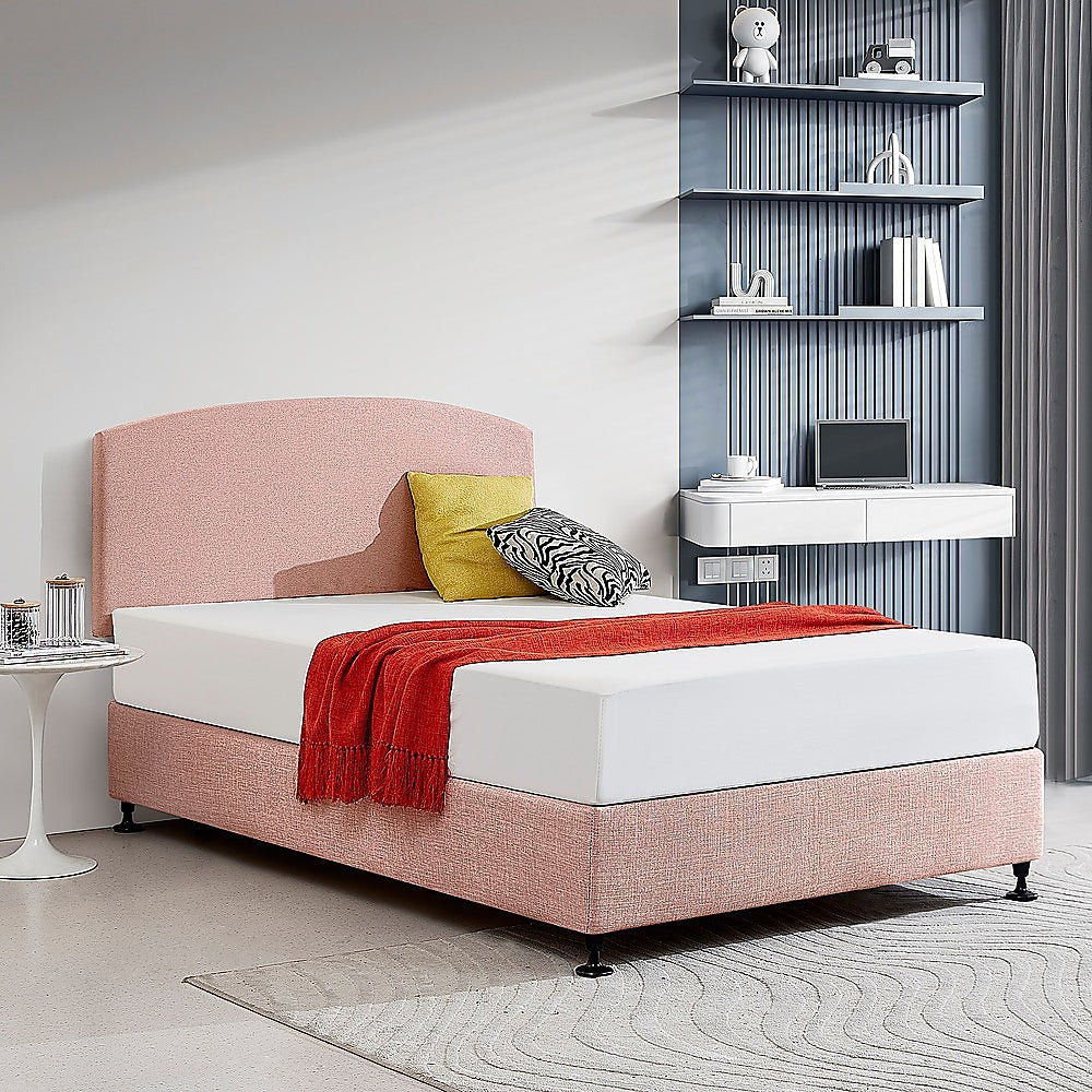 Customisable Pale Pink Linen Double Bed Headboard