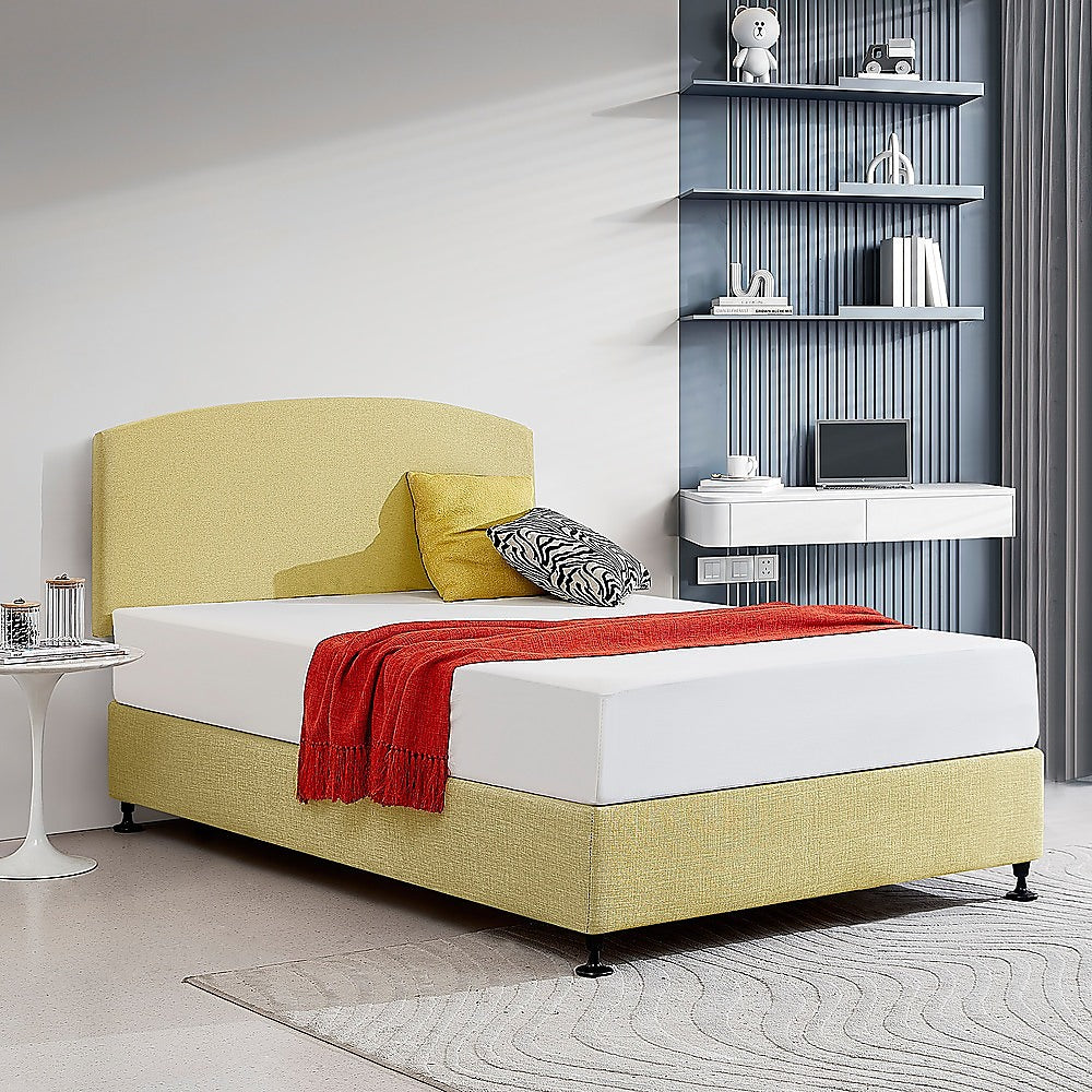 Customizable Linen Double Bed Headboard, Sulfur Yellow