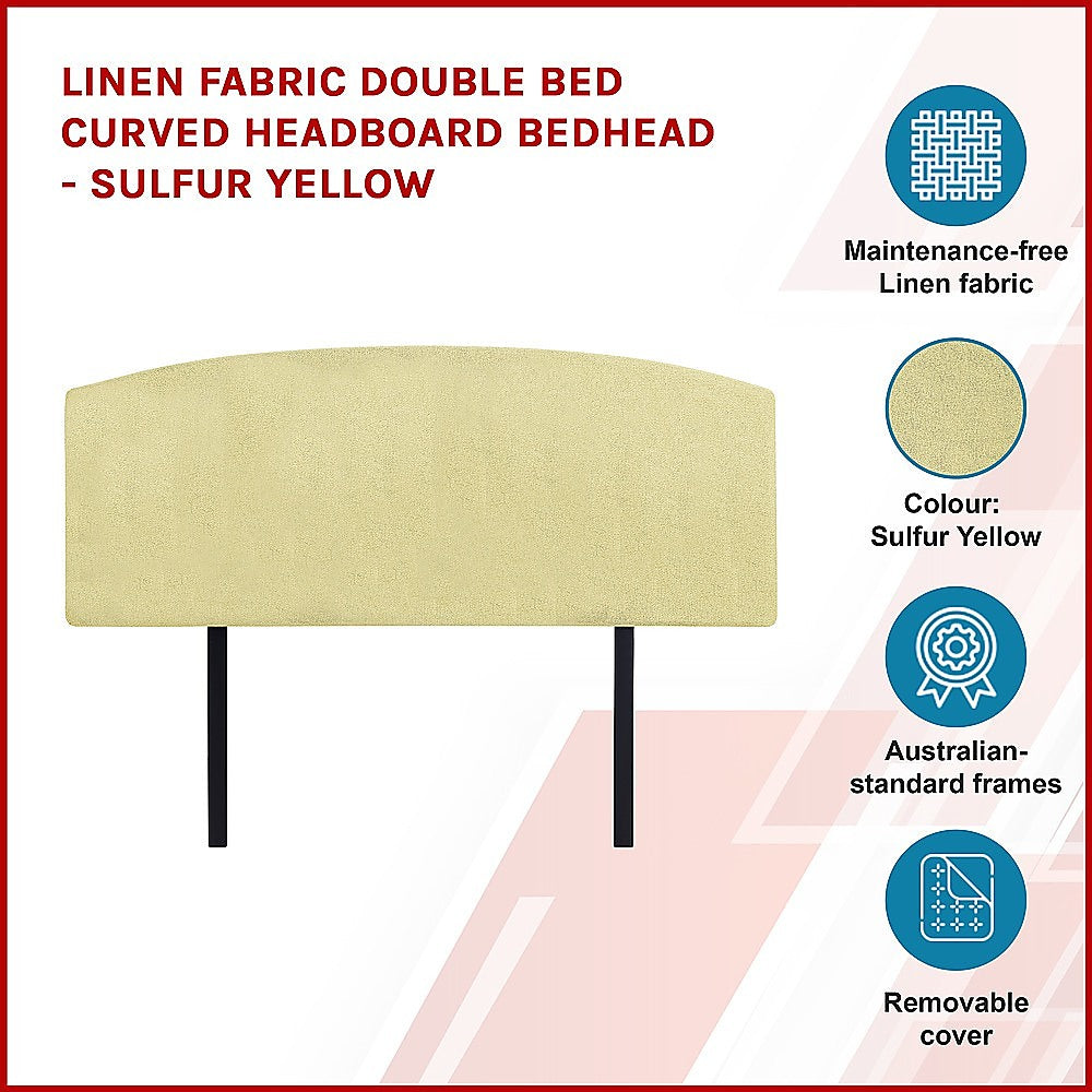 Customizable Linen Double Bed Headboard, Sulfur Yellow