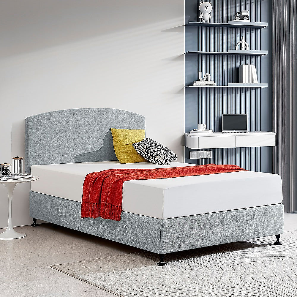 Customisable Linen Double Bed Headboard, Stone Grey