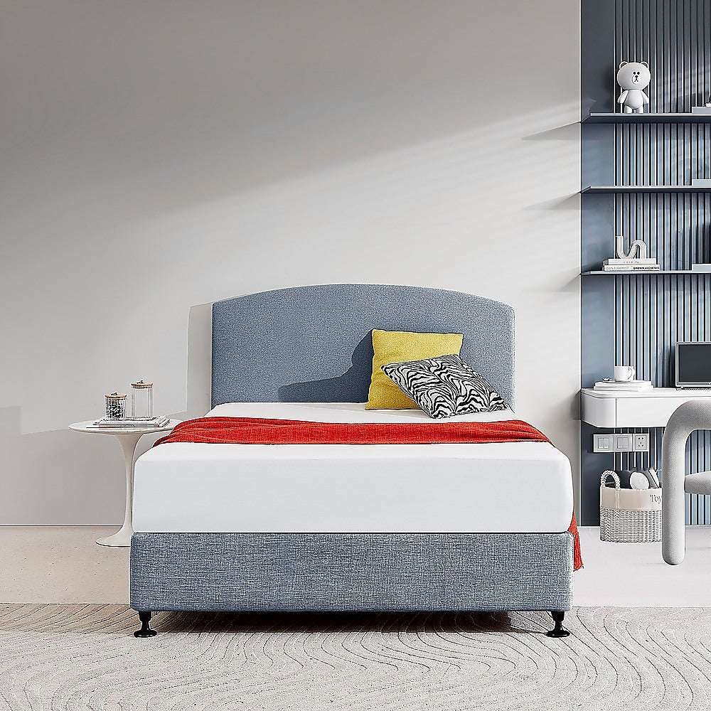 Customisable Berlin Blue Linen Fabric Double Bed Headboard