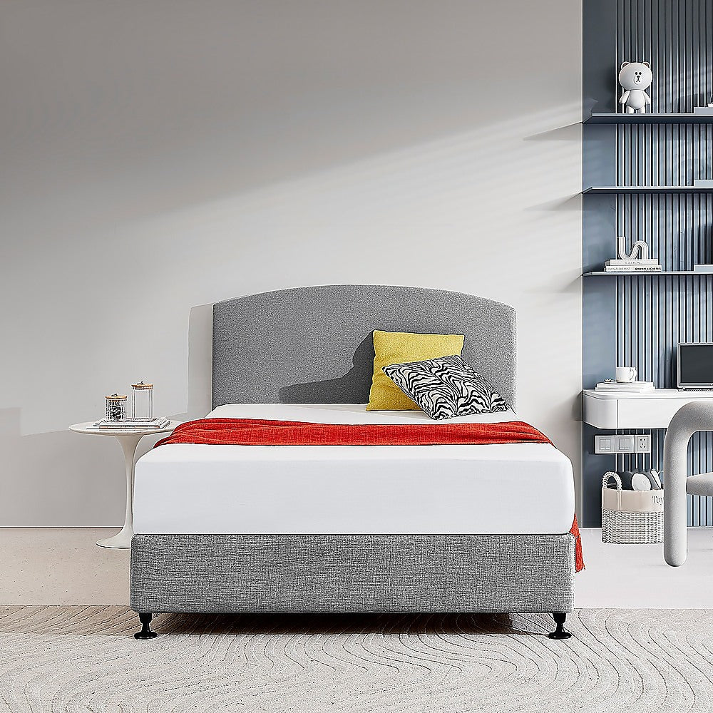 Customisable Linen Double Bed Curved Headboard - Night Ash