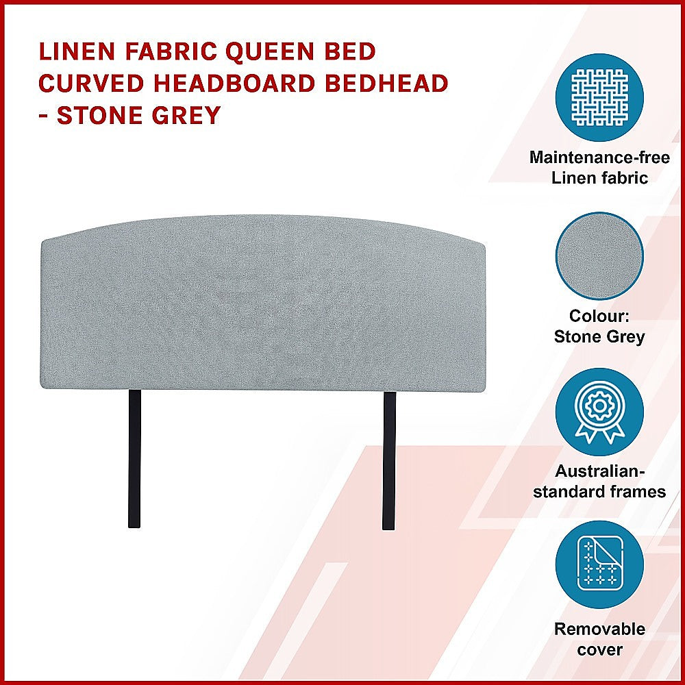 Adjustable Linen Fabric Queen Headboard, Stone Grey