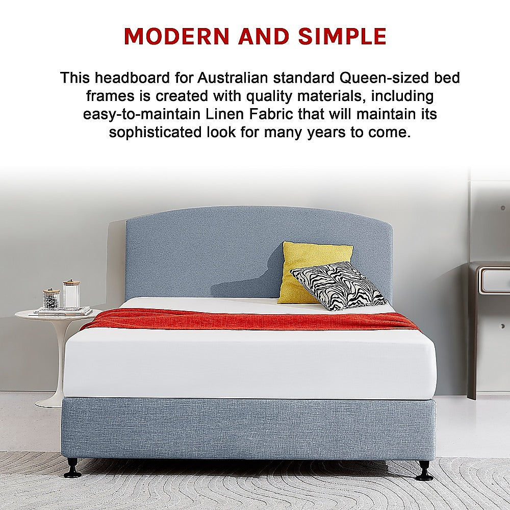 Customizable Linen Fabric Queen Bed Headboard - Berlin Blue