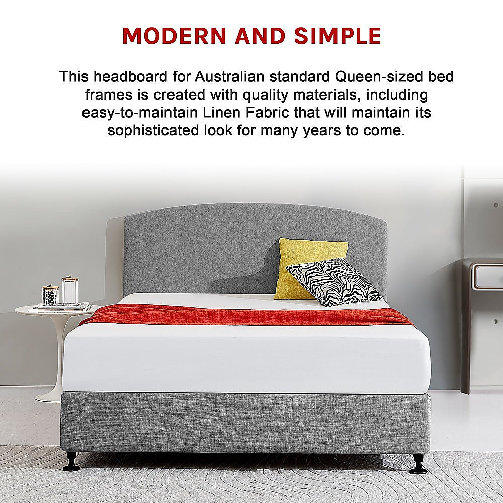 Customisable Linen Queen Bed Headboard, Night Ash