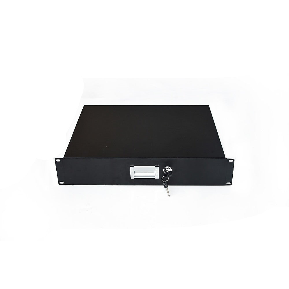 Secure 19" 2U Rack Mount Locking Drawer for DJs & Servers