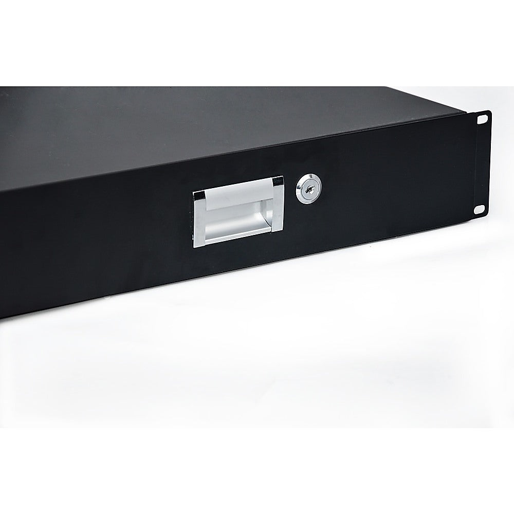 Secure 19" 2U Rack Mount Locking Drawer for DJs & Servers