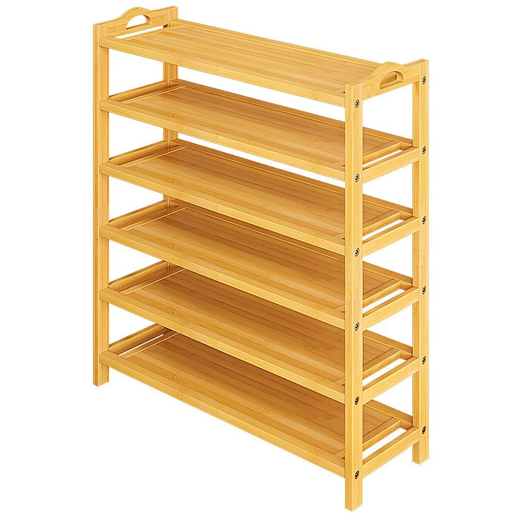 Adjustable 6-Tier Bamboo Shoe Rack for Entryway Storage