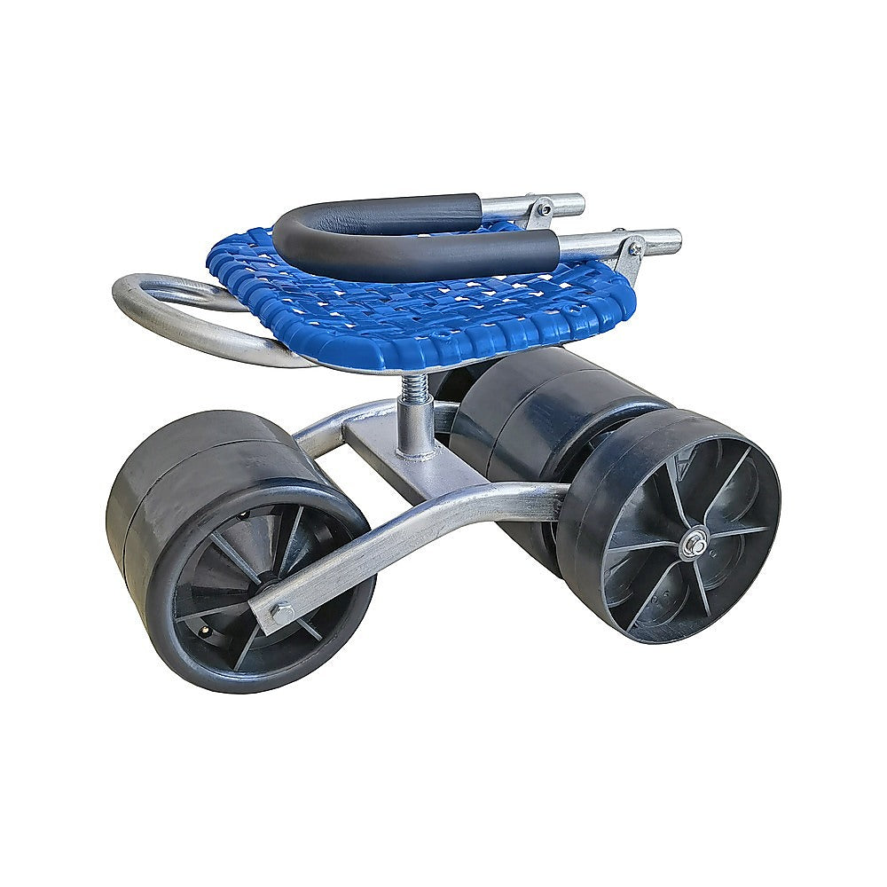 Adjustable Garden Stool with Wheels & Steel Frame