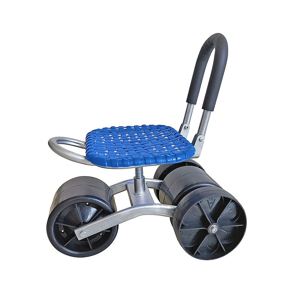 Adjustable Garden Stool with Wheels & Steel Frame