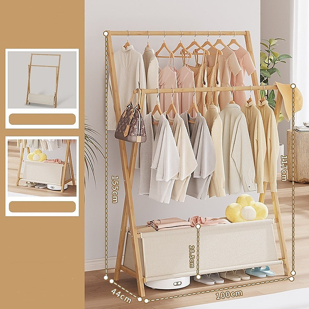 100cm Clothes Rail Rack Rack Garment Rack Freestanding Hanger Bedroom Clothing Rack With Lower Storage Shelf