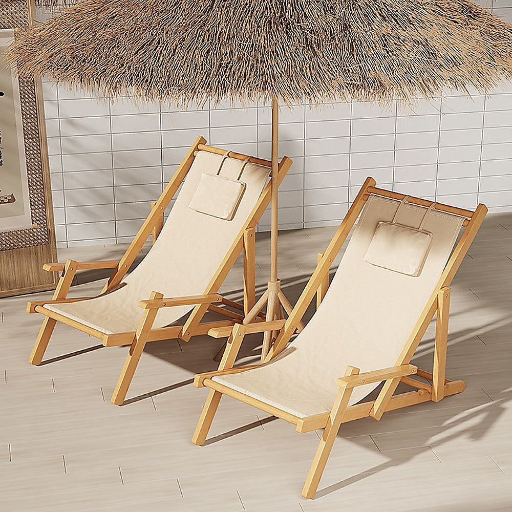 Adjustable Foldable Outdoor Sling Chair, Populus Wood