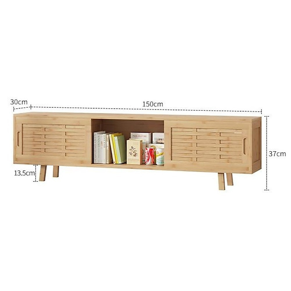 Sustainable Bamboo TV Cabinet with Adjustable Shelves