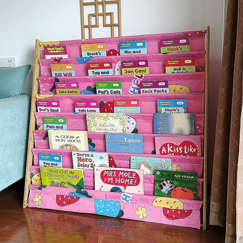 8-Layer Wooden Kids Bookcase & Magazine Rack Home Storage