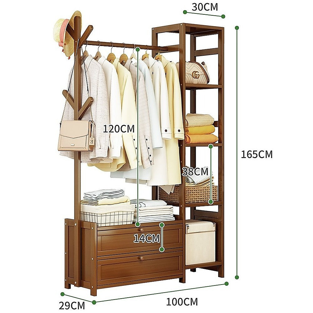 100cm Clothes Rack Stand Storage Shelves Modern Coat Tree