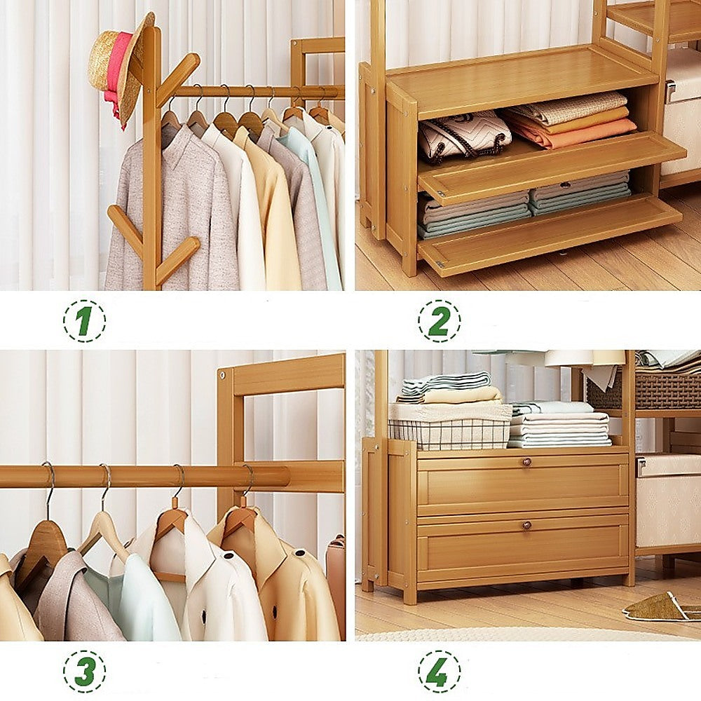 100cm Clothes Rack Stand Storage Shelves Modern Coat Tree