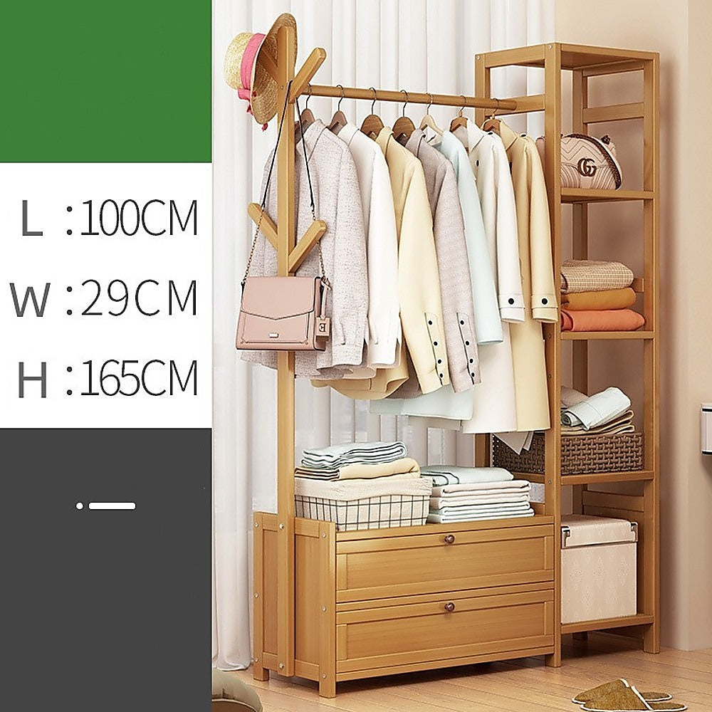 100cm Clothes Rack Stand Storage Shelves Modern Coat Tree