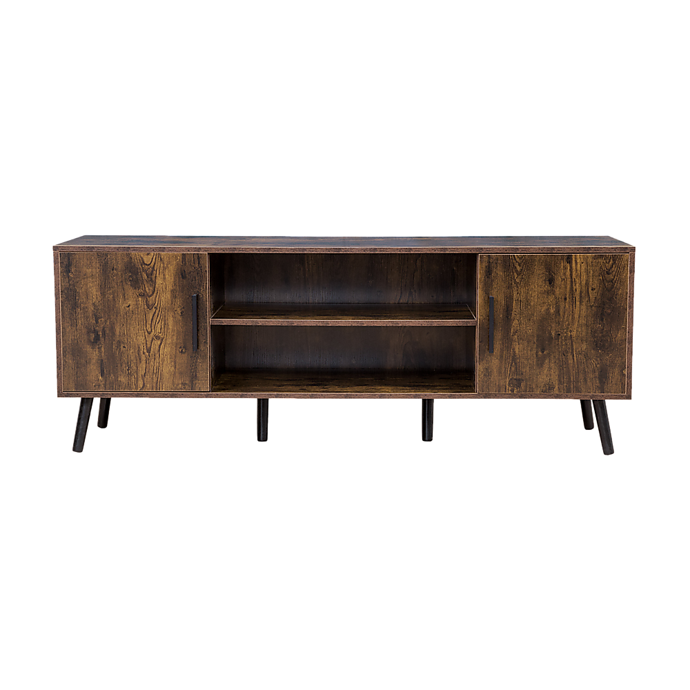 Dark Walnut TV Cabinet Stand 55" with Storage Compartments