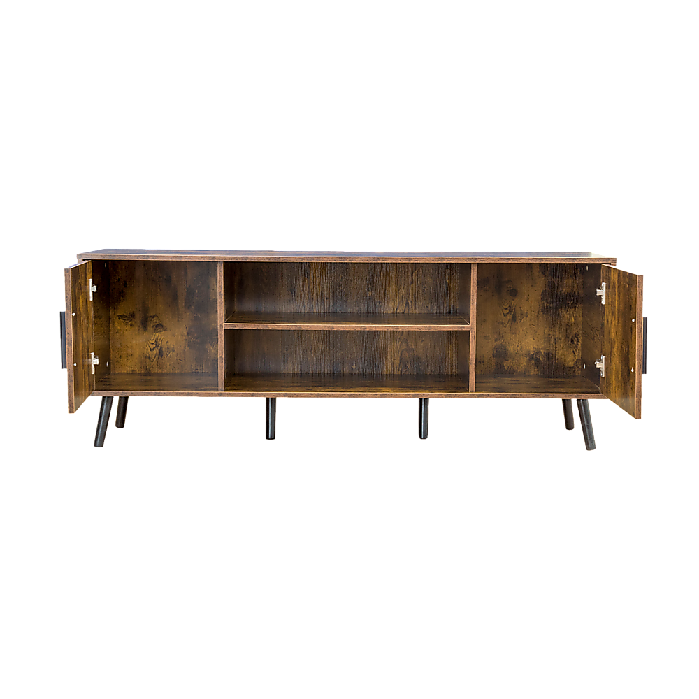 Dark Walnut TV Cabinet Stand 55" with Storage Compartments