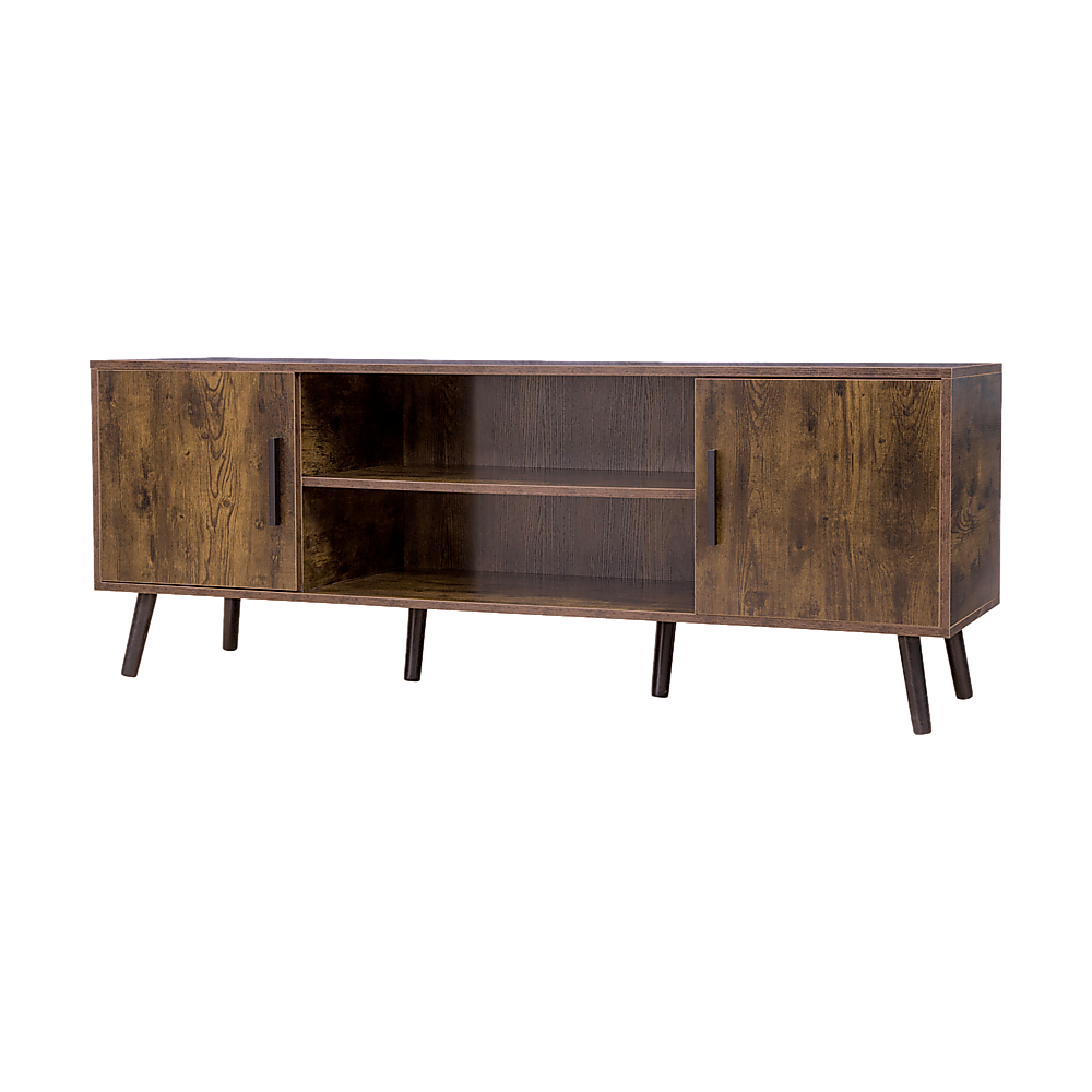 Dark Walnut TV Cabinet Stand 55" with Storage Compartments