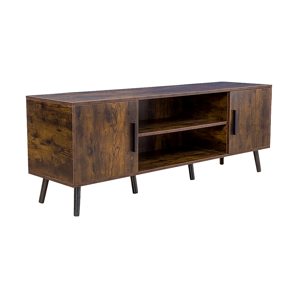 Dark Walnut TV Cabinet Stand 55" with Storage Compartments