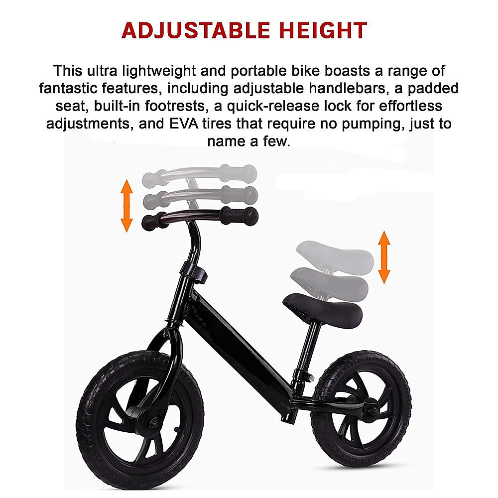 Adjustable Kids Balance Bike, EVA Tires, Steel Frame