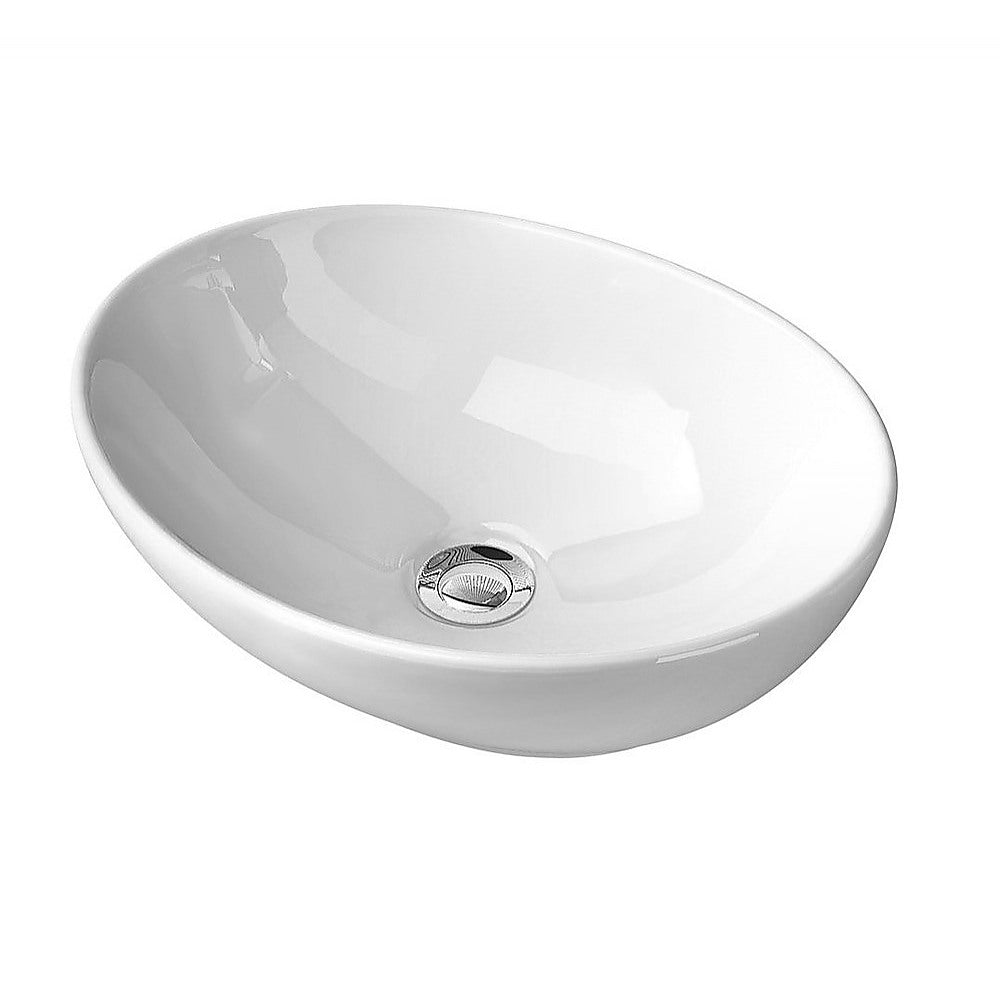 High Gloss Ceramic Vanity Sink Oval Top Mount Bathroom Basin