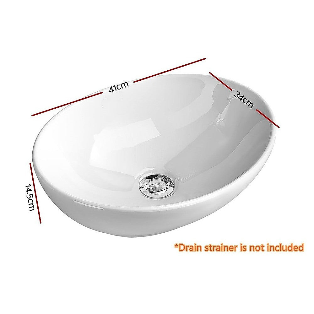 High Gloss Ceramic Vanity Sink Oval Top Mount Bathroom Basin