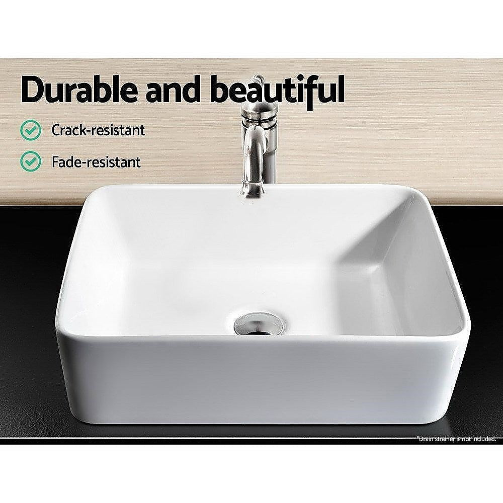 Durable Glossy Ceramic Square Vanity Sink - Above Counter