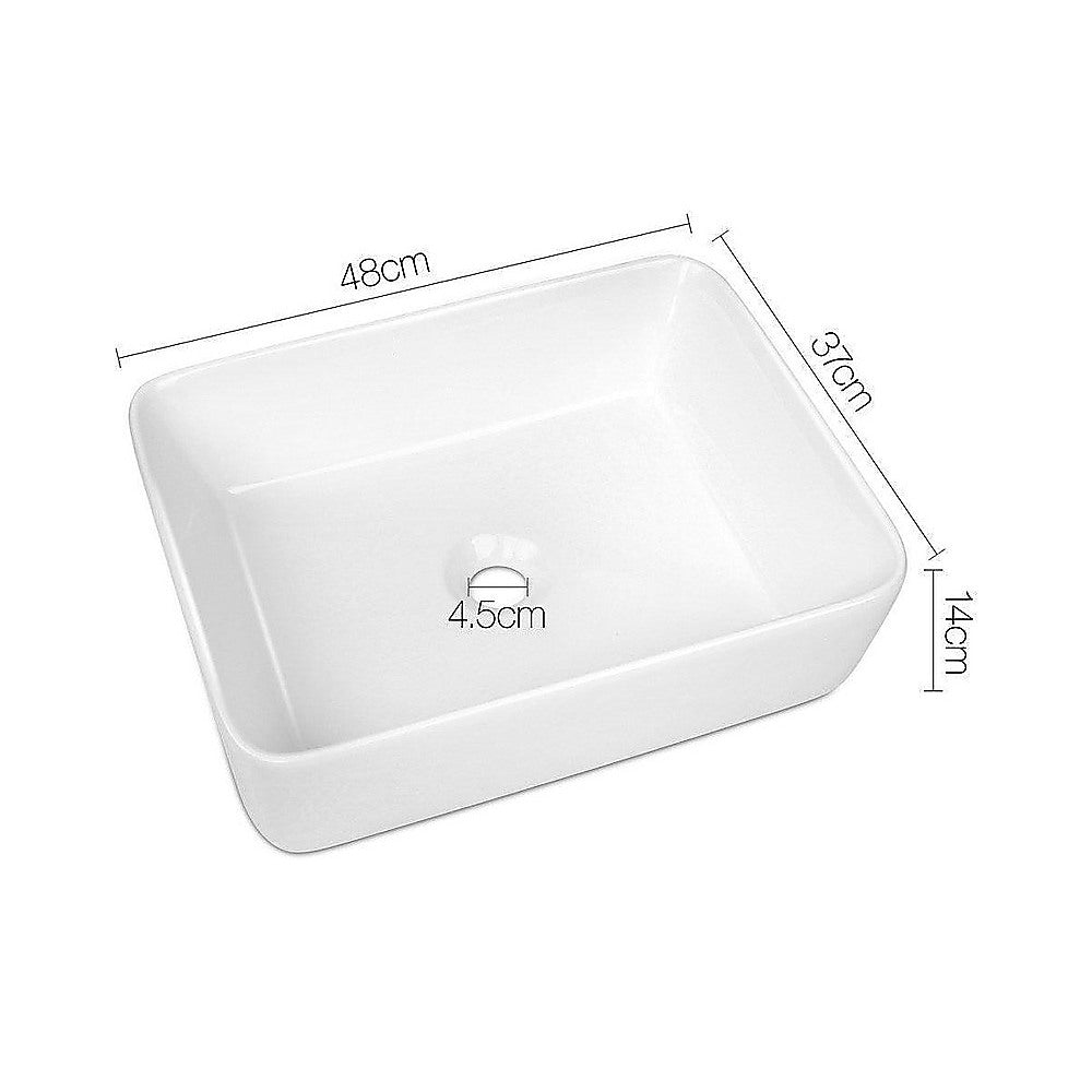 Durable Glossy Ceramic Square Vanity Sink - Above Counter