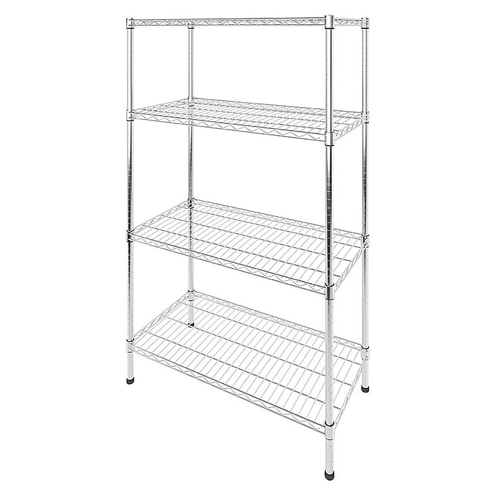 Adjustable Chrome Modular Wire Storage Shelf - 4 Shelves, 100kg