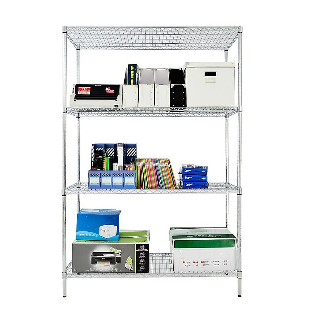 Adjustable Chrome Modular Wire Storage Shelf - 4 Shelves, 100kg